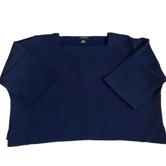 Club Monaco square neck top Navy Relaxed fit Textured Womens XS - Picture 2 of 10